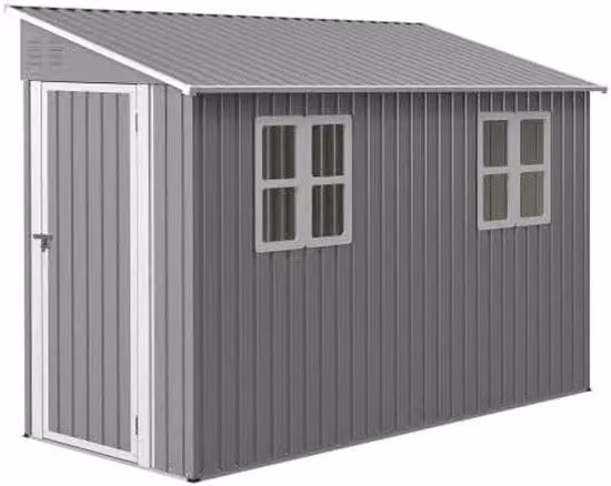 Tettoia da giardino in metallo - Outdoor - Resistente alle intemperie - Modello ad appoggio con finestre - 12 x 3 m - Grigio