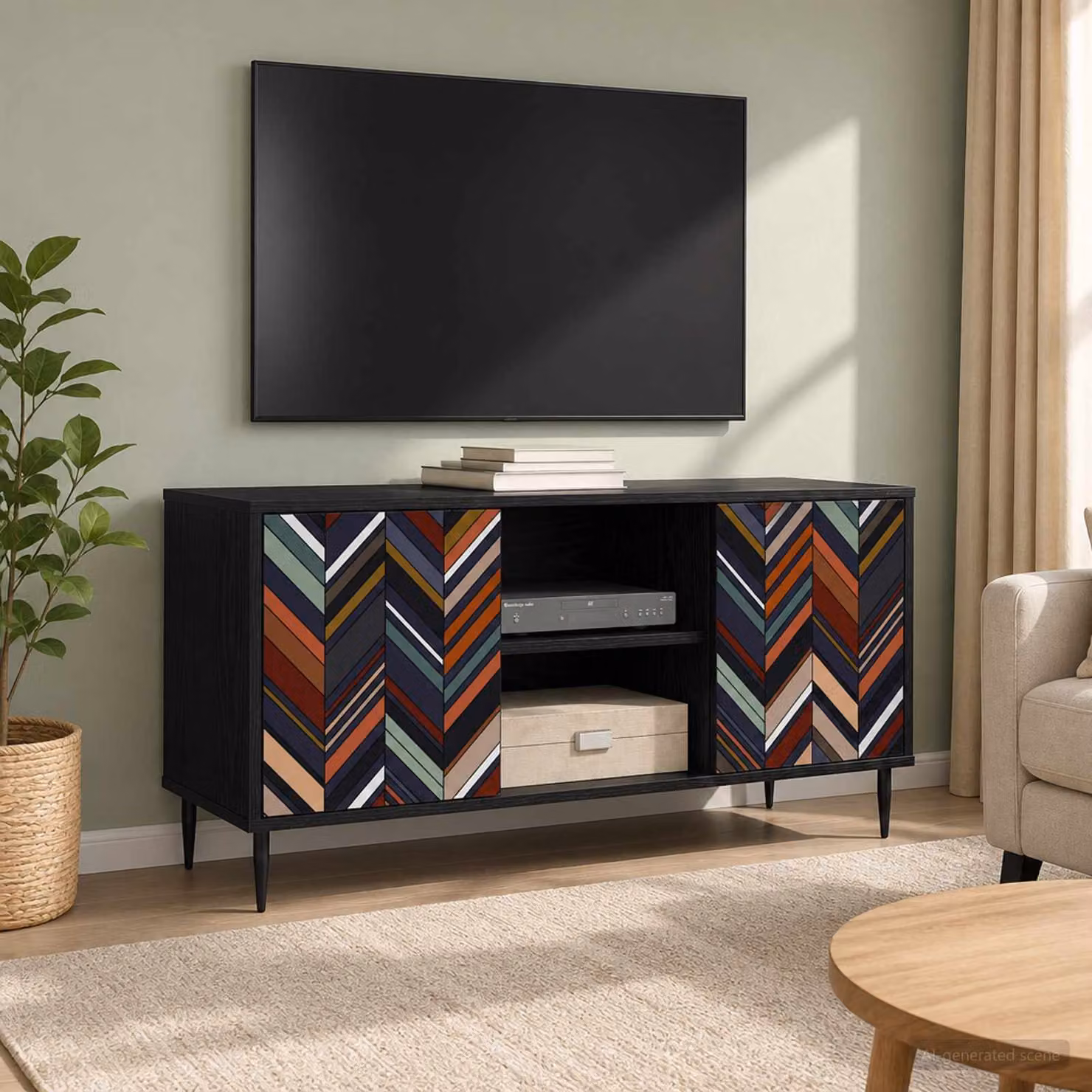 Mobile TV vidaXL OMMEN Rovere Nero L: 102 cm, P: 33 cm, H: 51 cm