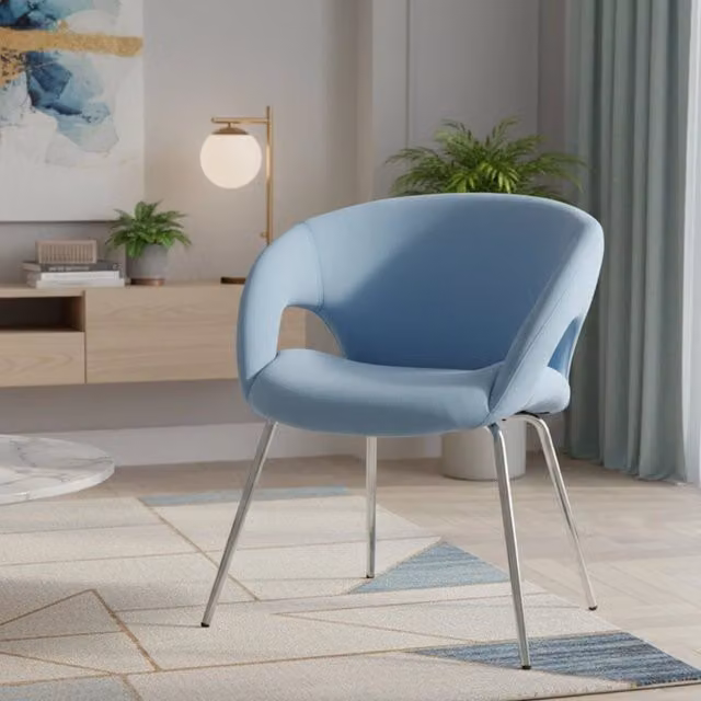 Sedia da ufficio Arturo DMORA con braccioli, seduta ergonomica in tessuto azzurro, L: 58 cm, H: 72 cm, P: 58 cm – 1