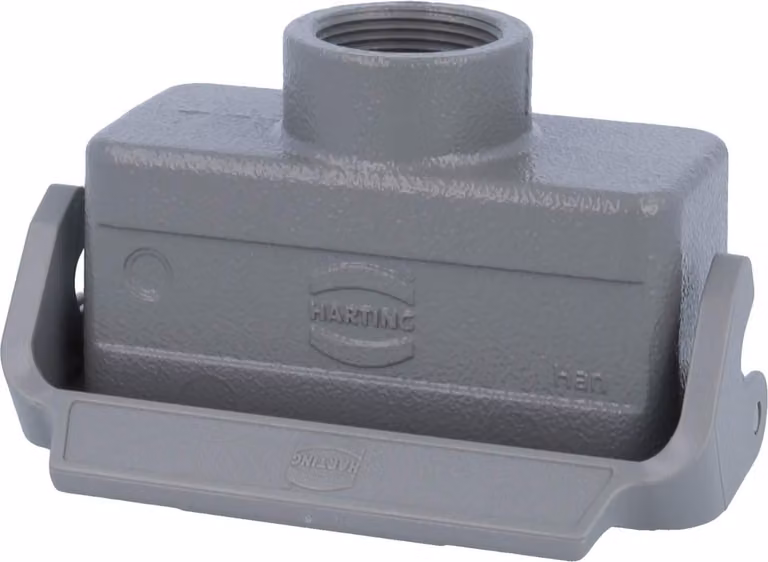 HARTING Han 16B Alloggiamento connettore basso, 1xPG21 uscita cavo diritta, con 1 staffa longitudinale Vite PG21 Area di serraggio
