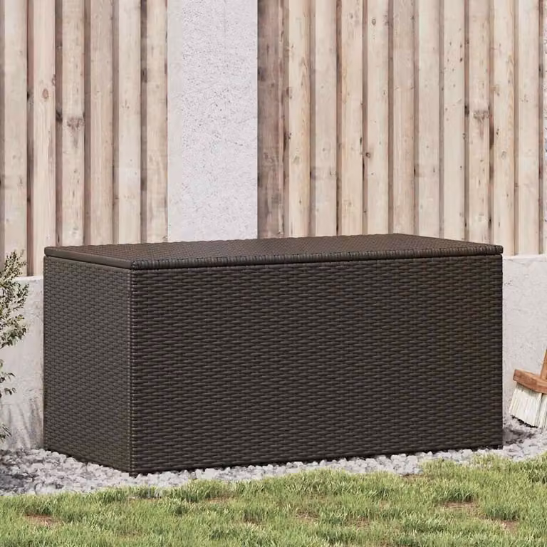 vidaXL Baule da Giardino in Polyrattan Marrone L/P/H: 100 x 50 x 50 cm