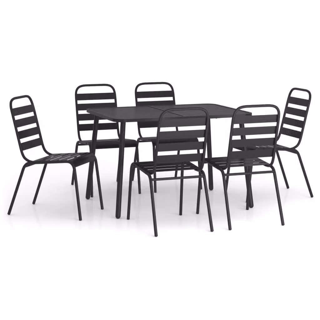 Set da Pranzo da Giardino 7 pz in Acciaio Antracite