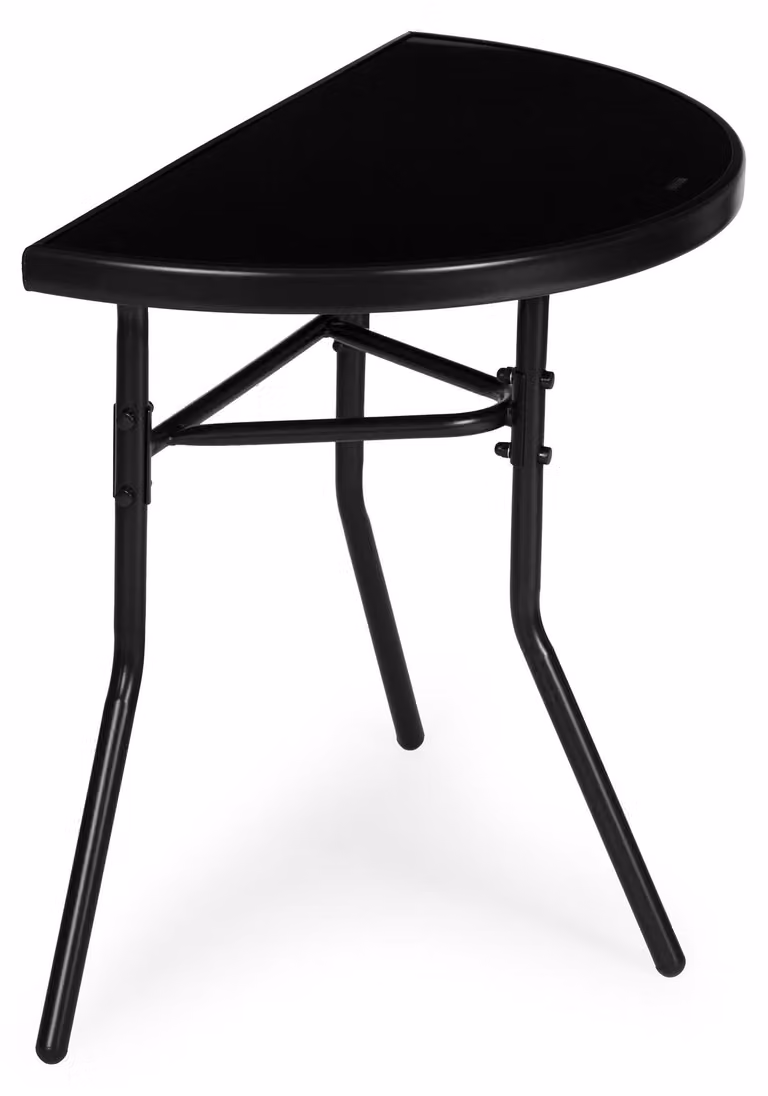 MultiGarden SC-090, tavolino da giardino in vetro a forma di semicircolo, 70 x 64 x 40 cm, colore nero