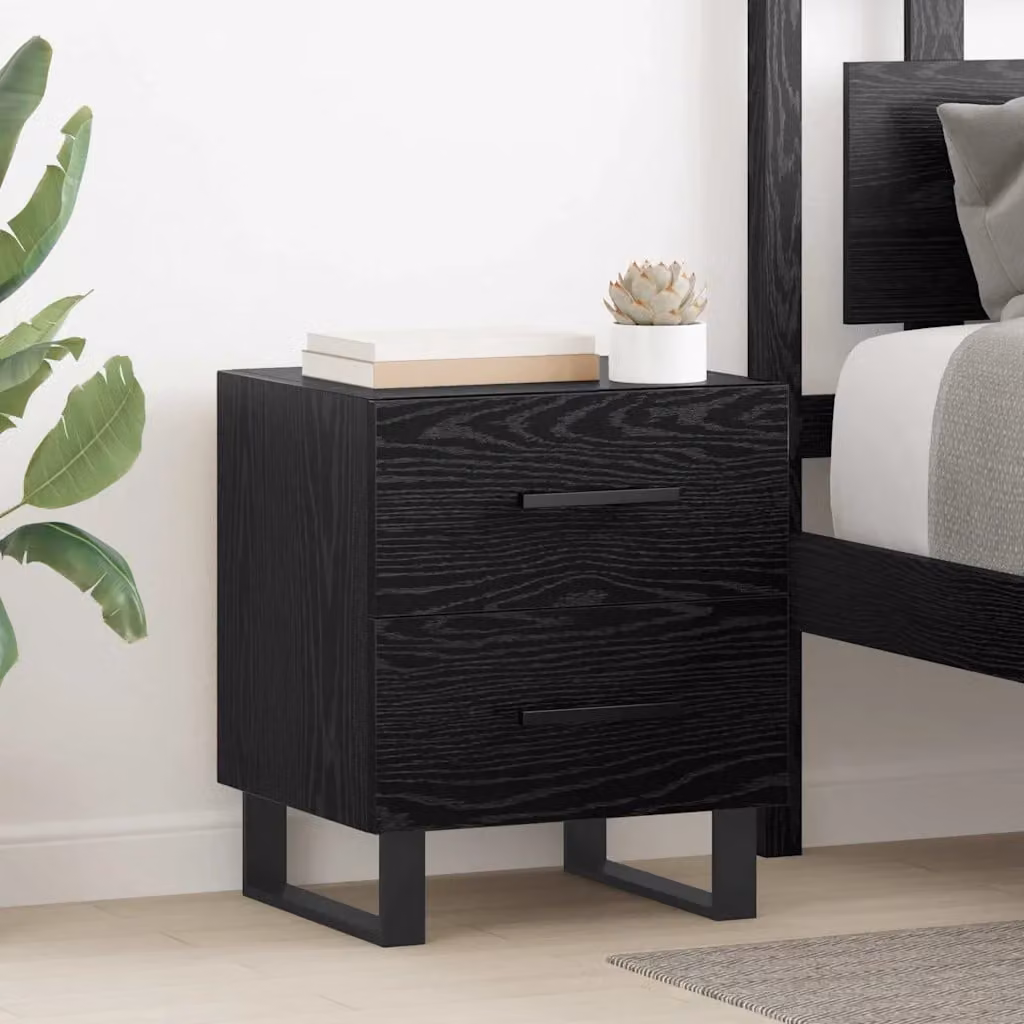 Set di 2 Armadi da Notte vidaXL Moderni in Rovere Nero, L: 40 cm, P: 35 cm, H: 47,5 cm