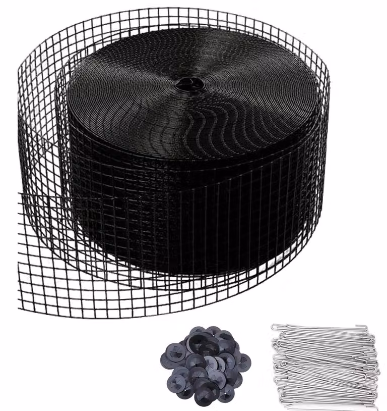 Griglia di protezione per pannelli solari, dimensioni 30 m x 15 cm, rivestita in PVC, colore nero