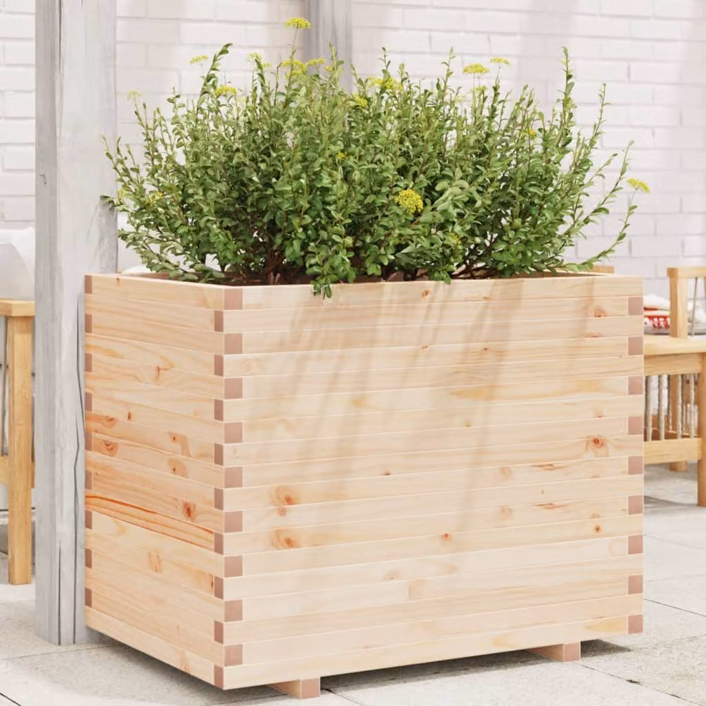 vidaXL Fioriera da Giardino in Legno, Marrone/Beige, L 90 cm x P 60 cm x H 72 cm