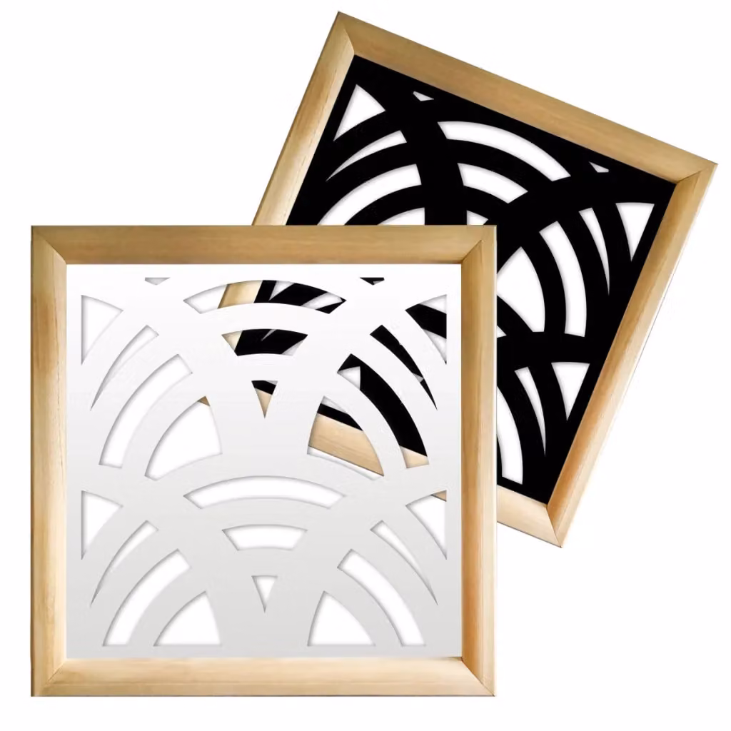 Signorbit Moduli Decorativi Geometrici Quadrati in Legno e PVC, Colore Bianco, 98 x 98 cm – 2