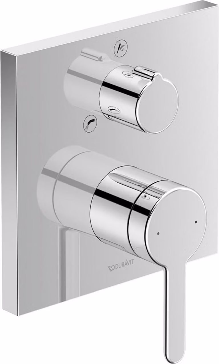 Duravit C.1 Mitigeur monocommandé encastré pour baignoire, rosace carrée, avec inverseur et combiné de sécurité, chrome, C15210017010, C15210017010