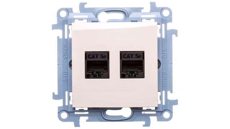 Simon 10 Presa doppia per computer 2xRJ45 cat.5e crema C52.01/41