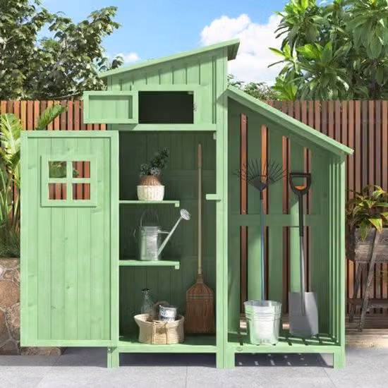 Casetta da giardino, scatola degli attrezzi, legno, 124x46 cm, 124x46x174 cm, adatta anche per piccoli giardini, colore verde.