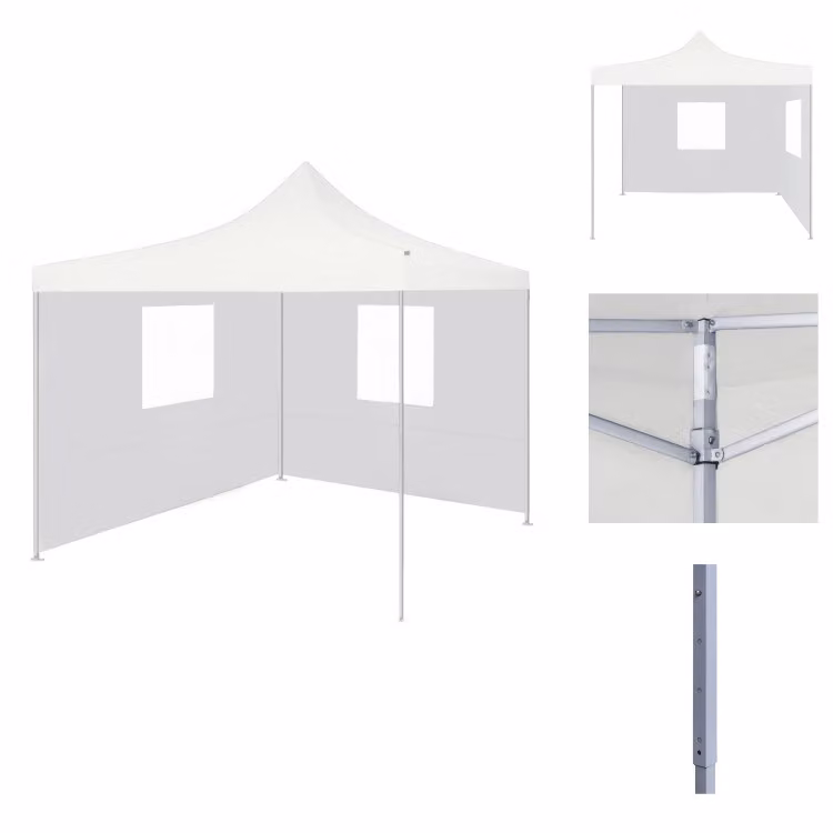 vidaXL Tenda da festa professionale pieghevole con 2 pareti laterali 2×2 m in acciaio bianco - Gazebo e tende da festa