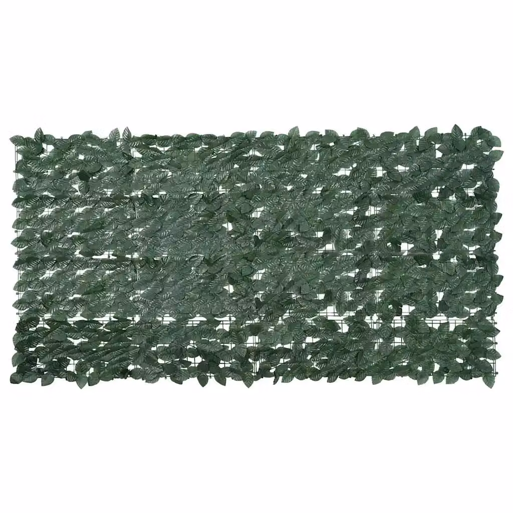 vidaXL Paravento da Balcone con Foglie Verde, Semi-trasparente, L: 200 cm, H: 100 cm