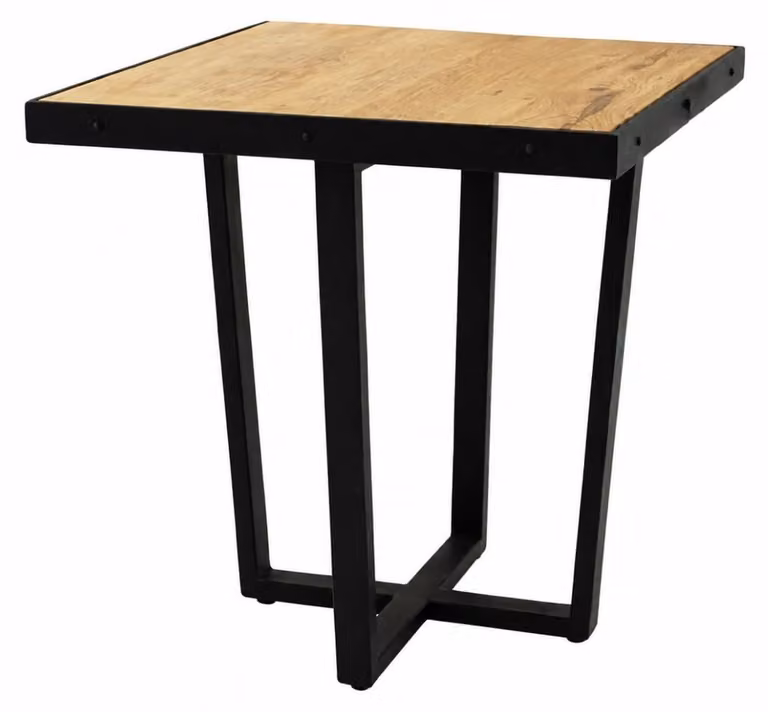 Tavolino da caffè in legno con struttura in metallo, design moderno, finitura naturale