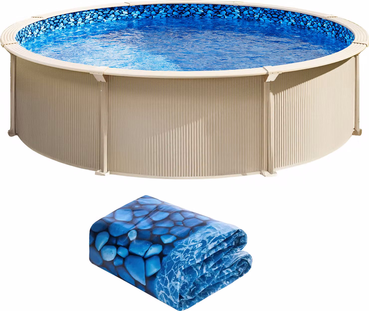 SucceBuy Liner per piscina rotondo, 24 piedi, liner in vinile unibead, parete da 52 pollici