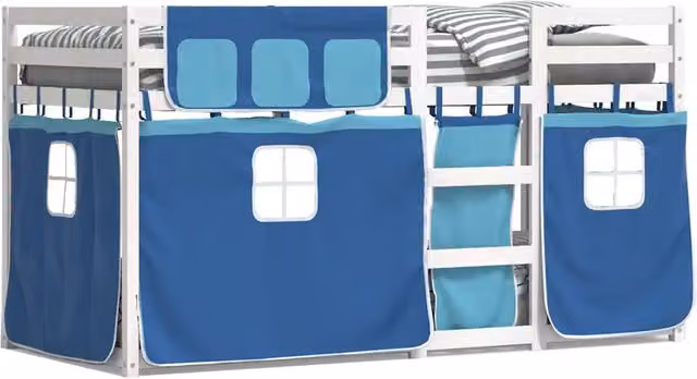 Letto singolo | Letto per adulti | Letto a Castello senza Materasso Blu 80x200 cm Massello Pino
