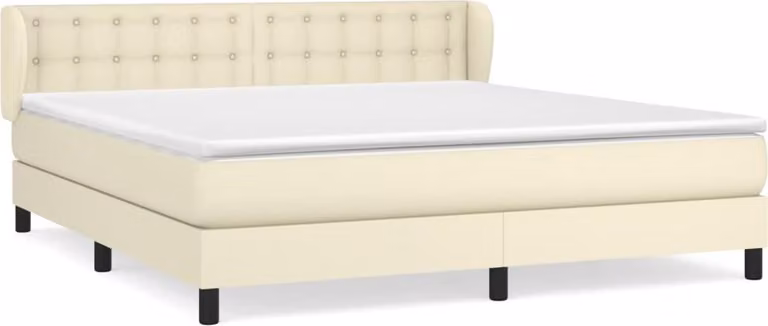 Giroletto a Molle con Materasso Crema 160x200 cm in Pelle finta