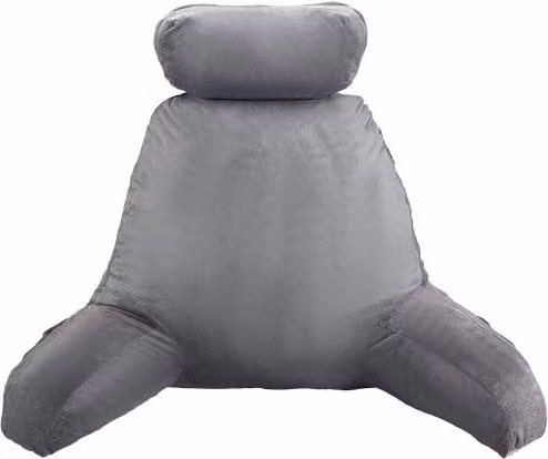 Cuscino da Lettura VEVOR con Poggiatesta Rimovibile e Memory Foam, Grande, Grigio con Rivestimento in Velluto Lavabile e 3 Tasche