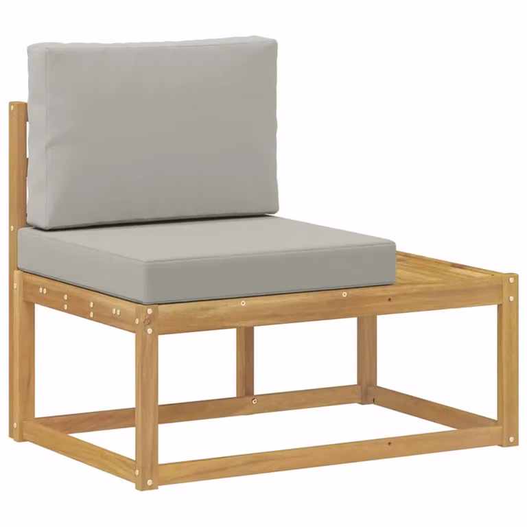Divano da giardino moderno DESIGN IN in legno di acacia con cuscini bianchi e grigi L: 91 cm, P: 63 cm, H: 73 cm