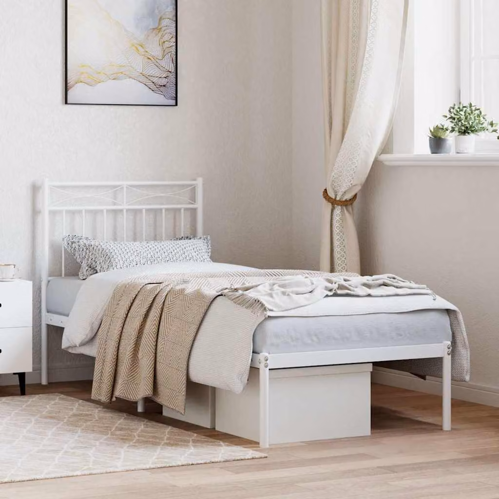 vidaXL Giroletto con Testiera in Metallo Bianco L 80 cm x P 200 cm