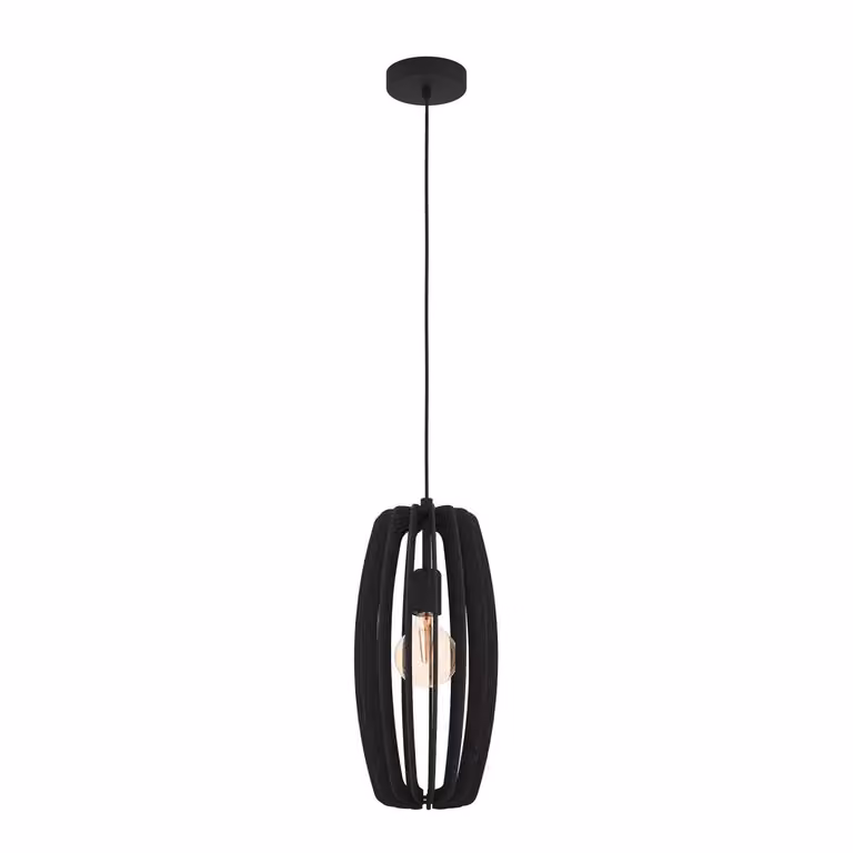 Lampadario Industrial Bajazzara 1 Luce Acciaio Nero Diffusore Nero