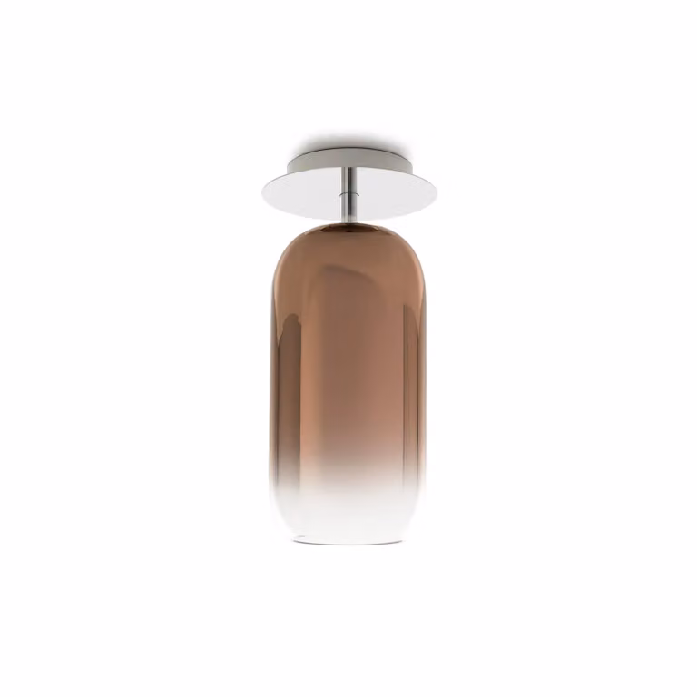 Artemide Plafoniera di design Gople Mini, dimmerabile, Bronzo / Ottone antico, Soggiorno / Sala da pranzo, Vetro, Design, Plafoniera
