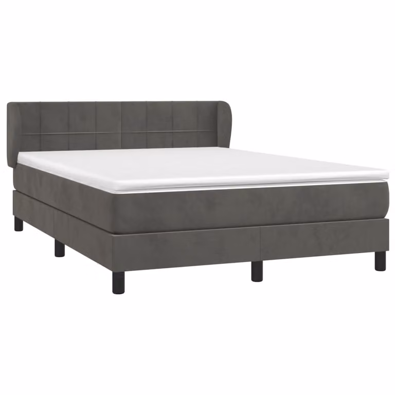 Giroletto a Molle con Materasso Grigio Scuro 140x190 cm Velluto