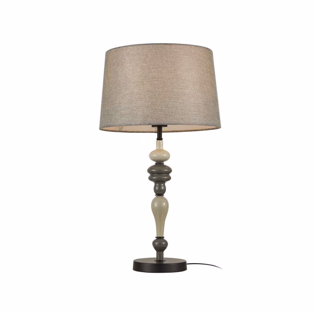 Lampada da tavolo con paralume NEROM grigio-nero opaco, 1xE27x60W, metallo, dimensioni: 60x34x34 cm, IP20, Italux