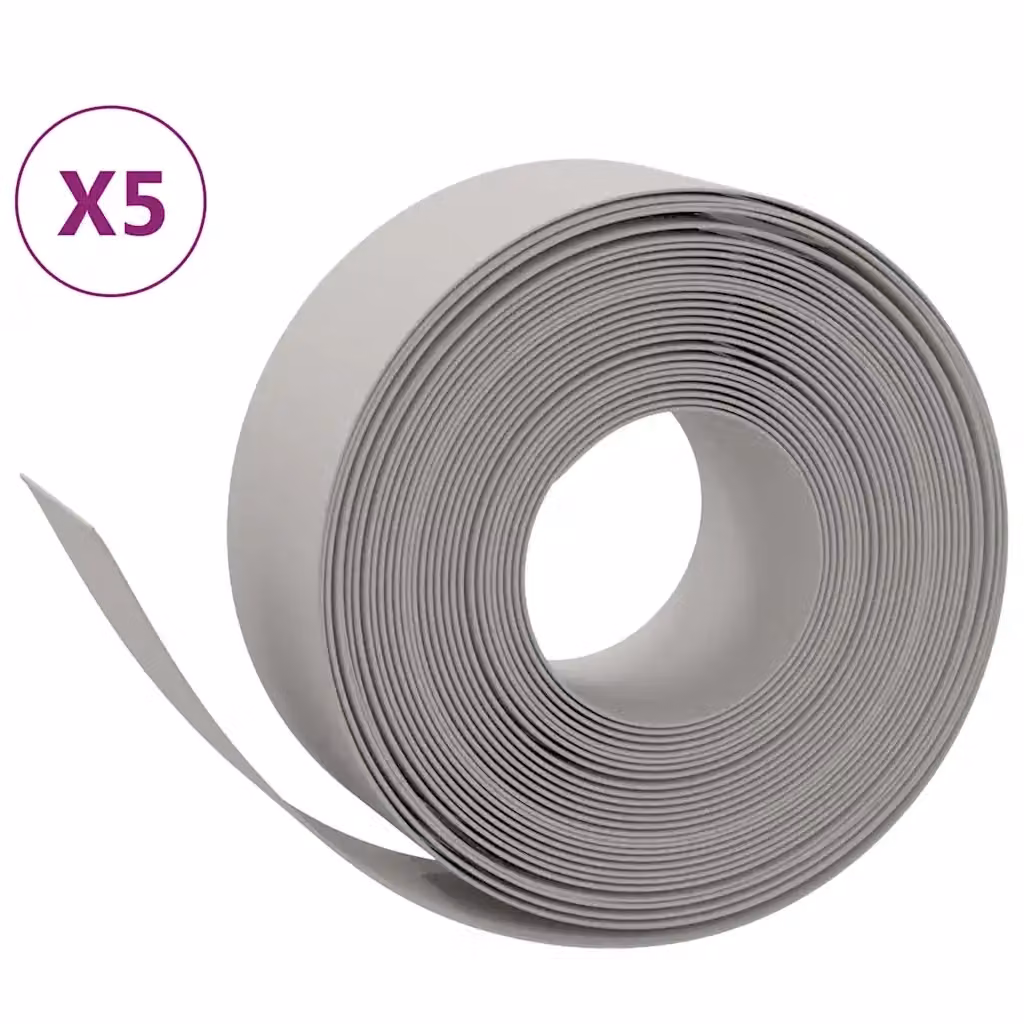 Set di 5 bordure da giardino ornamentali vidaXL in polietilene grigio, Lunghezza totale: 50 m, Altezza: 20 cm – 2