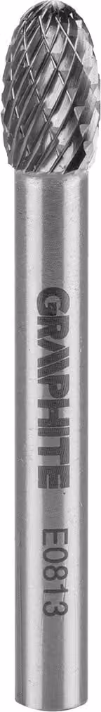 Fresa in metallo duro GRAFITE, ovale, tipo E, gambo 6 x 45 mm, per smerigliatrice, per alluminio, plastica