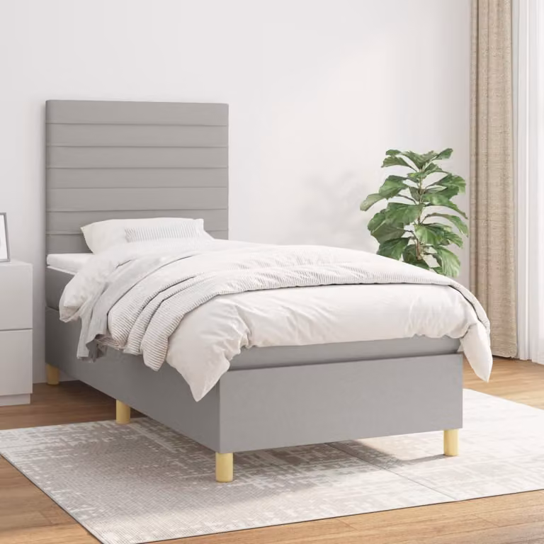vidaXL Letto Ibrido con Giroletto a Molle e Materasso a Tasche Grigio e Bianco L/P/H: 190 x 90 x 28 cm