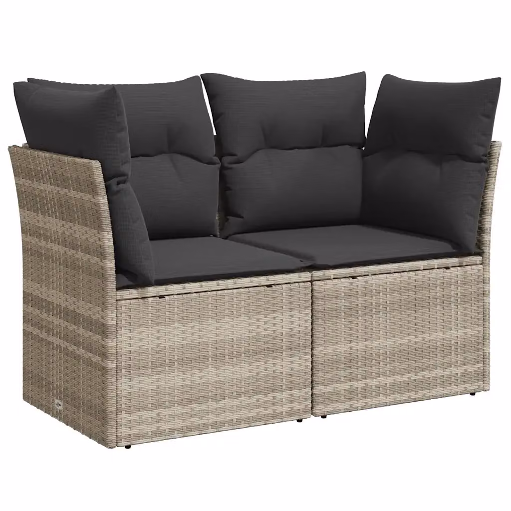 Divano da giardino a 2 posti vidaXL in polyrattan grigio con cuscini imbottiti e coperture rimovibili – 2