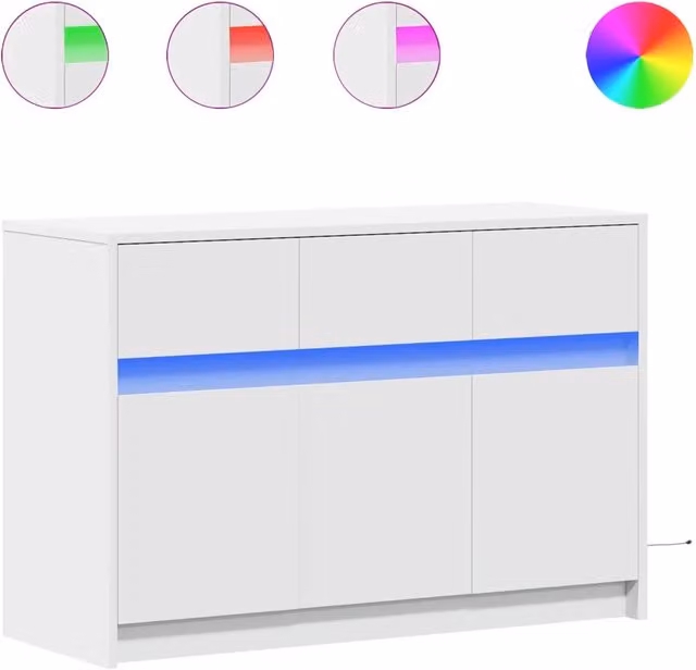 Mobile TV moderno con illuminazione LED integrata in legno bianco L 91 cm, P 34 cm, H 61 cm