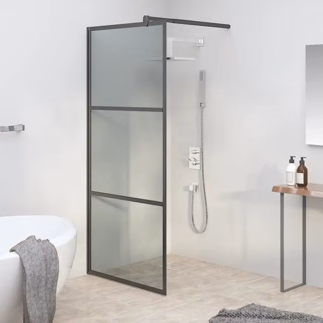 Parete Doccia Walk in vidaXL in Vetro Scuro Nero L: 80 cm, H: 195 cm