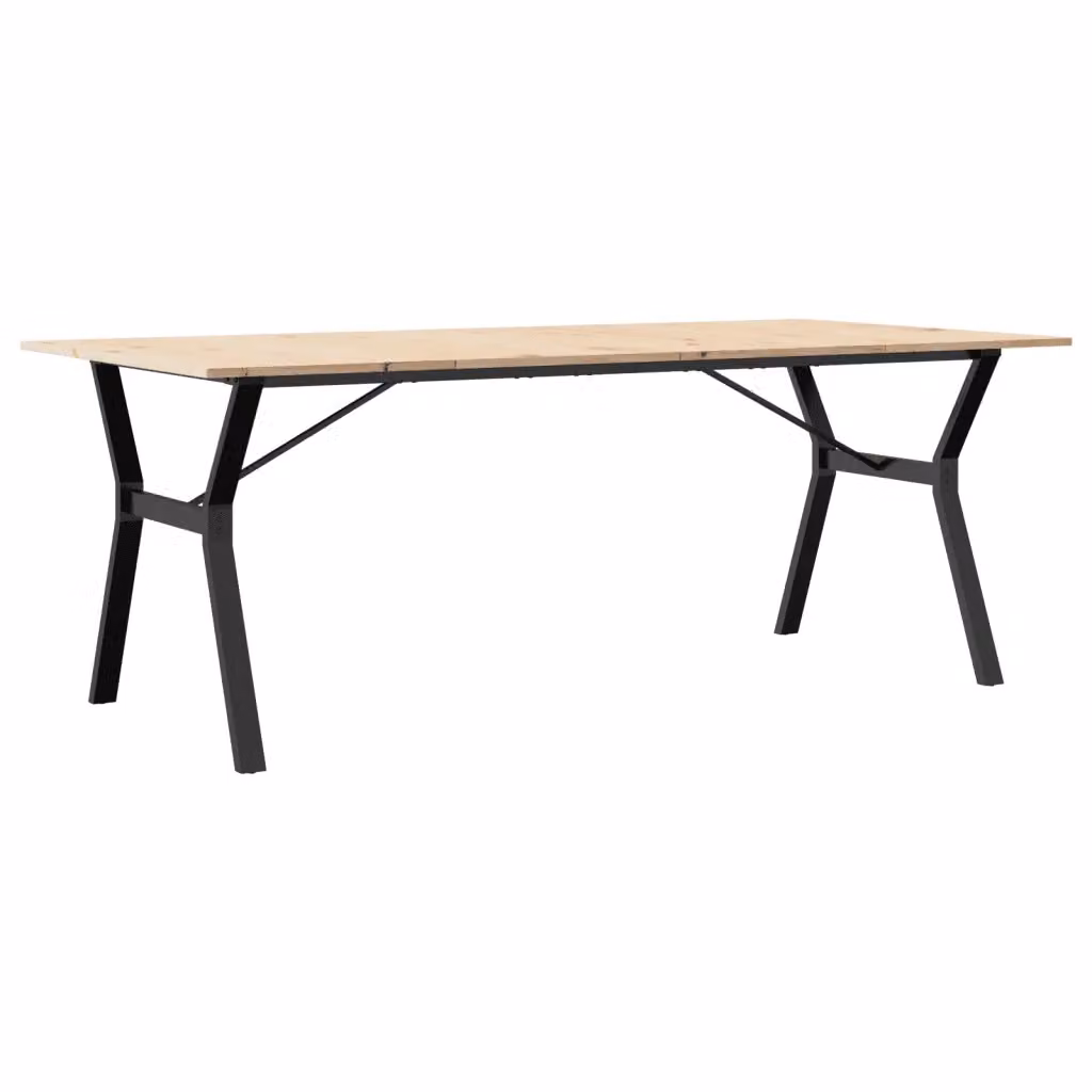 vidaXL Tavolo da Pranzo Rettangolare in Legno di Pino e Metallo Marrone L: 200 cm, P: 100 cm, H: 75 cm – 2