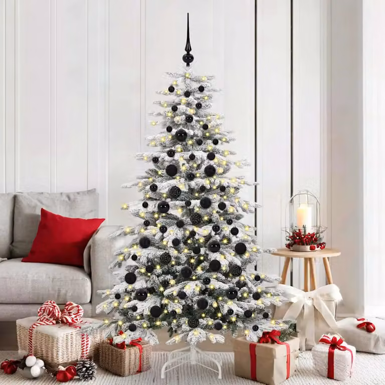 vidaXL Set di 120 Palle di Natale con 300 LED Bianco Caldo, Decorazioni in Plastica Shatterproof, Bianco