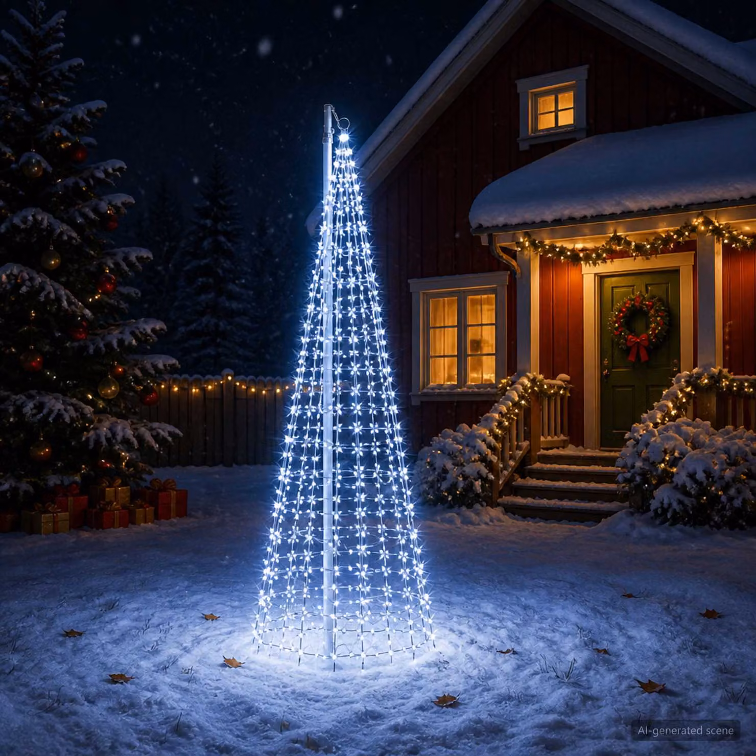vidaXL Luci per albero di Natale con picchetti e asta per bandiera