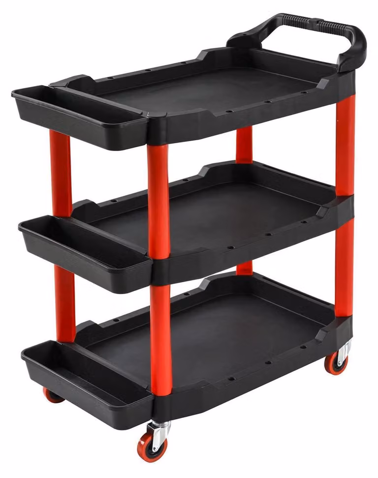 Carrello portattrezzi su ruote, 3 ripiani, carrello di montaggio, capacità di carico 100 kg