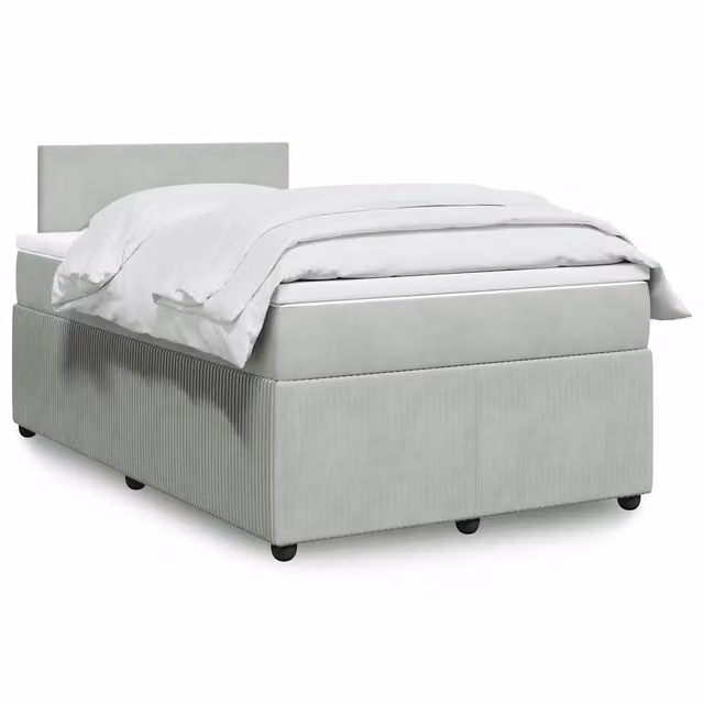 Letto Ibrido con Materasso in Velluto Grigio e Bianco vidaXL L/P: 120 x 200 cm