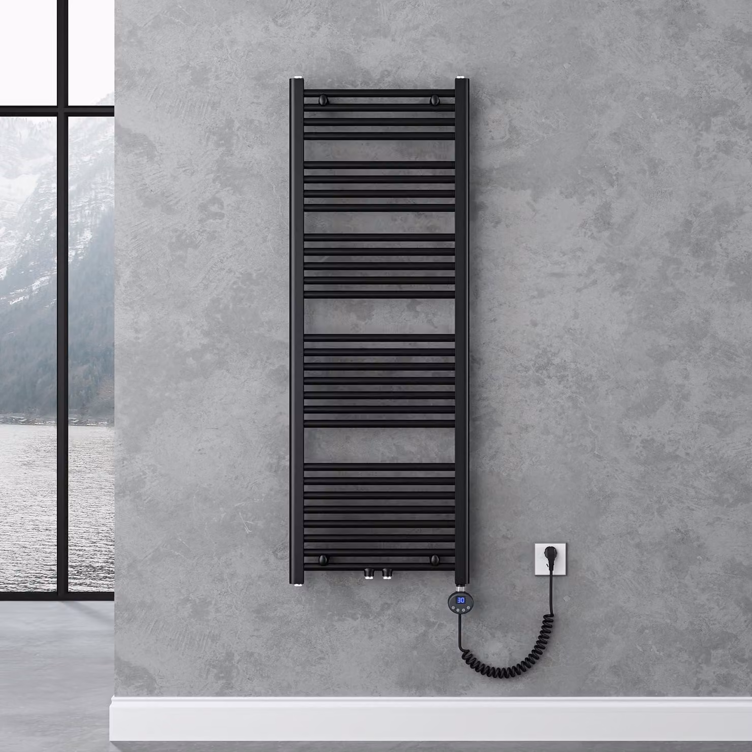 doporro Radiatore Piatto 140x50cm con Elemento Riscaldante 800W, Scaldasalviette da Bagno Termoarredo in Acciaio, Antracite, Riscaldamento Elettrico o ad Acqua Calda RHE