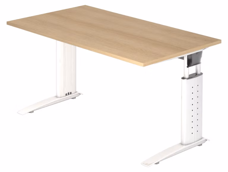 Scrivania bümö Serie U - Struttura: bianco, finitura: rovere, dimensioni: 140 x 80 cm