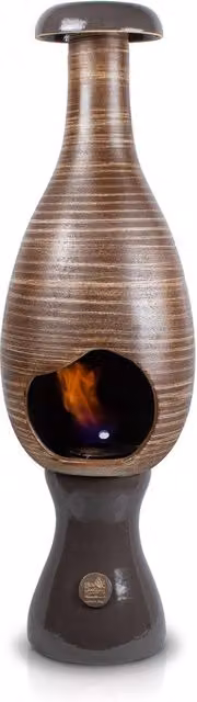 Camino a Bioetanolo da Pavimento in Ceramica 35x95 cm Fagiolo Marrone Strisce