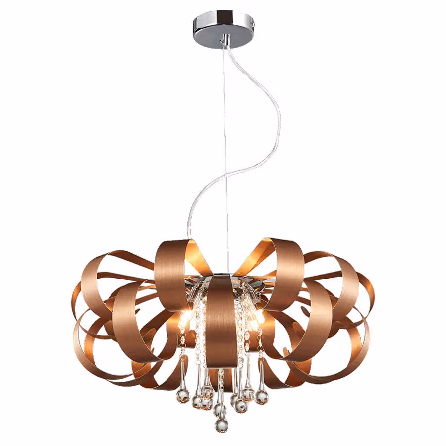 Lampada a sospensione RIBBON CRYSTAL 6xG9/33W, rame/chiaro, Ø: 60 H: 120 cm, attacco G9