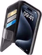 Cover a libro tipo agenda Cellular Line per iPhone 15 Pro, colore nero, modello BOOKAG2IPH15PRO