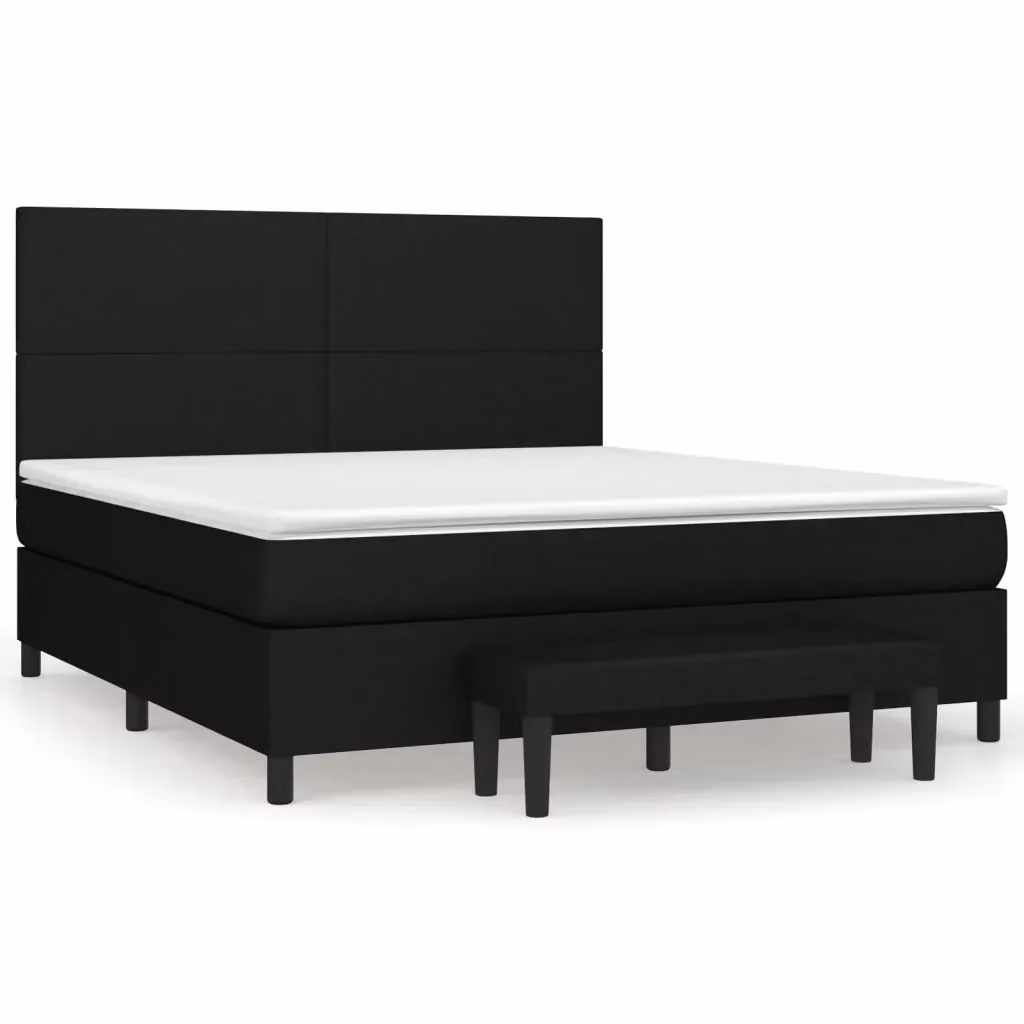 vidaXL Giroletto a Molle Ibrido con Materasso in Tessuto Nero L: 180 cm, P: 200 cm – 2