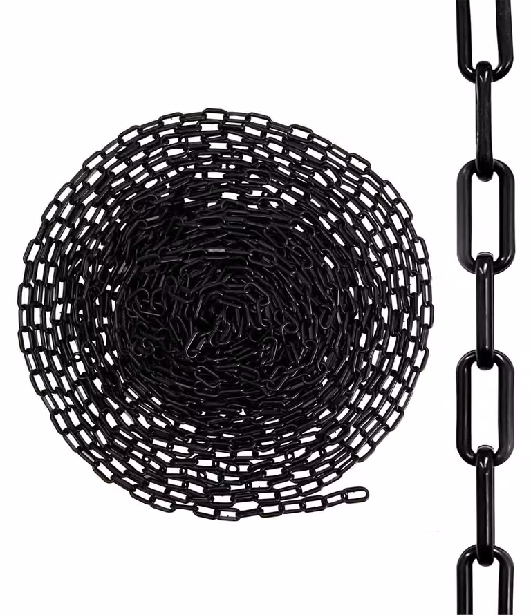 Catena in plastica, lunghezza 5 metri, diametro 6 mm, colore nero, resistente agli agenti atmosferici, ideale per delimitazioni