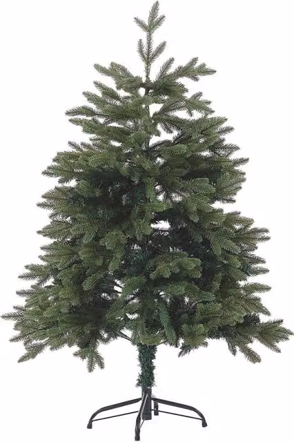 Albero di Natale Artificiale Beliani Verde Classico in PVC con Base in Metallo, Altezza: 120 cm