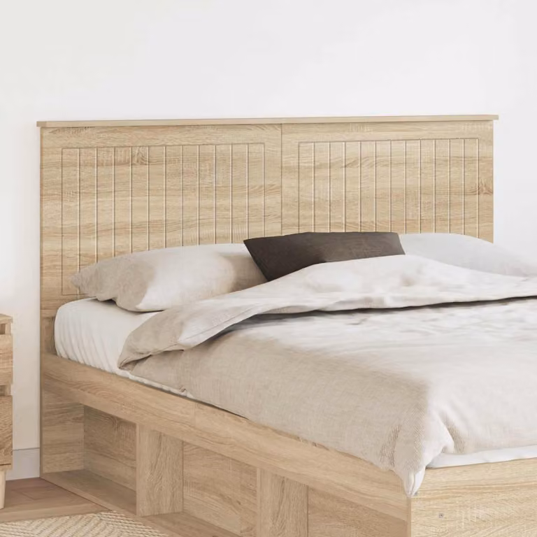 Testiera per letto moderna vidaXL in legno ingegnerizzato color rovere Sonoma, L: 163 cm, H: 7 cm, P: 15 cm