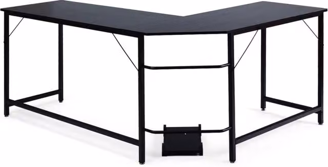 Scrivania ad angolo a forma di L moderna in legno e metallo nero per ufficio o casa L/P/H: 168 x 125 x 74 cm – 1