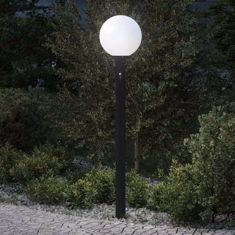Lampada a paletto da giardino vidaXL con sensore di movimento, colore nero, IP44, Altezza: 120 cm