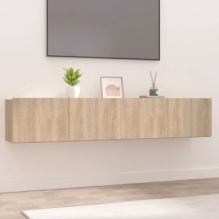 Set di 2 mobili TV vidaXL in legno multistrato color rovere sonoma per soggiorno, L 80 x P 30 x H 30 cm